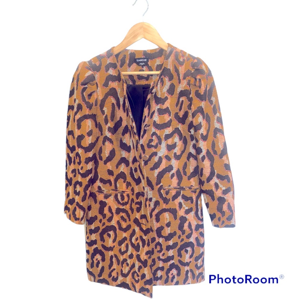 Bebe Fall Coat, leopard print, like new
